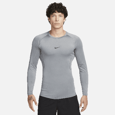 Nike Men's  Pro Dri-fit Tight Long-sleeve Fitness Top In Grey
