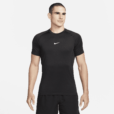 Nike Men's Pro Slim-fit Dri-fit Short-sleeve T-shirt In Black,white