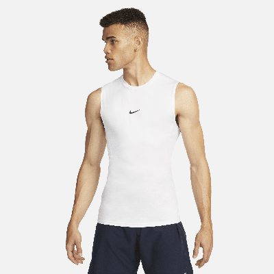 Nike Men's  Pro Dri-fit Tight Sleeveless Fitness Top In White