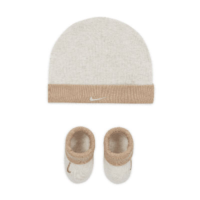 Nike Baby (0-6m) Hat And Booties Set In Brown