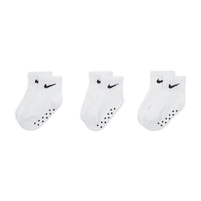 Nike Baby Swoosh Ankle Gripper Socks (3-pairs) In White