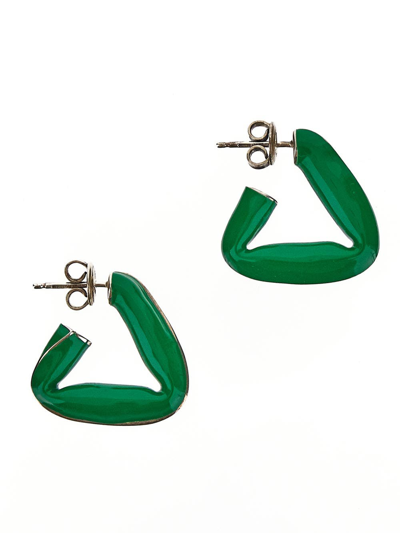 Bottega Veneta 三角形圈形耳环 In Green