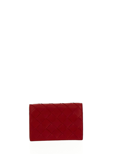 Bottega Veneta Intrecciato Business Card Case In Red