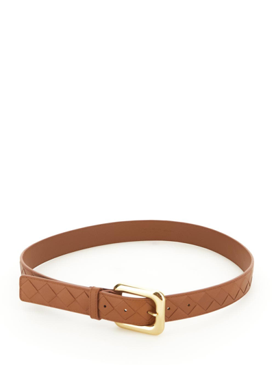 Bottega Veneta Intrecciato 15 Belt In Brown