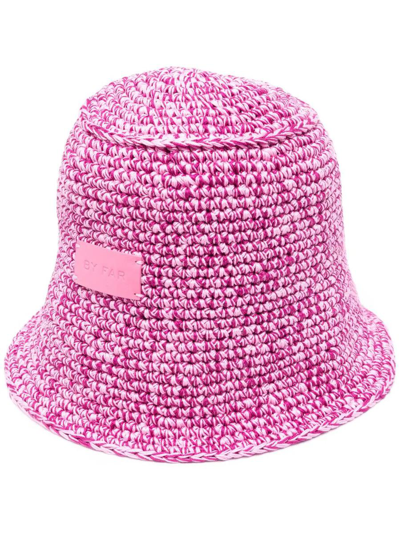 By Far Robbie Logo-patch Knitted Bucket Hat In Pink