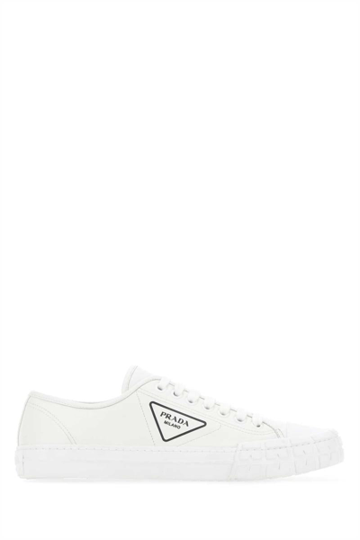 Prada Logo Printed Trainers In White