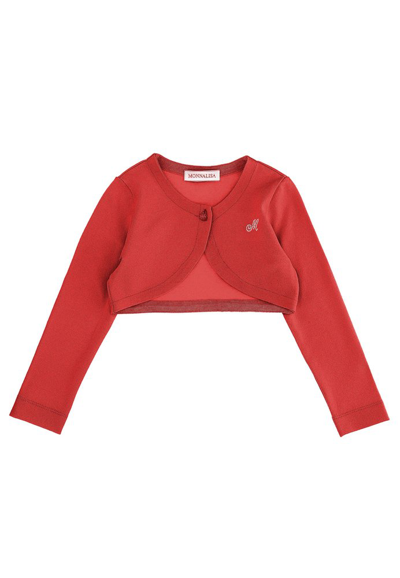 Monnalisa Kids'   Rounded Cardigan In Red