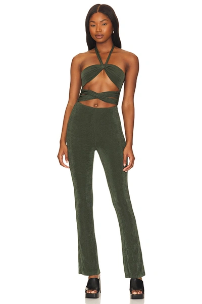 Superdown Camillie Halter Jumpsuit In Forest Green