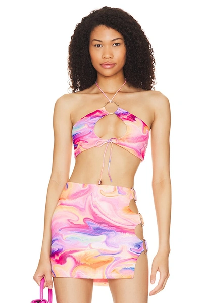 Superdown Vicky O Ring Top In Pink Swirl