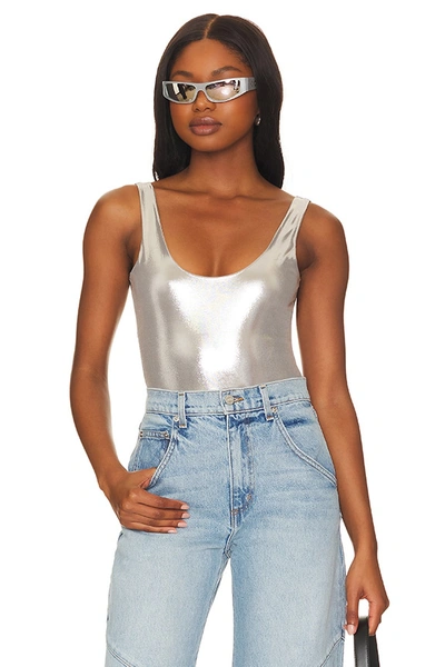 Superdown Nadia Bodysuit In Silver Metallic