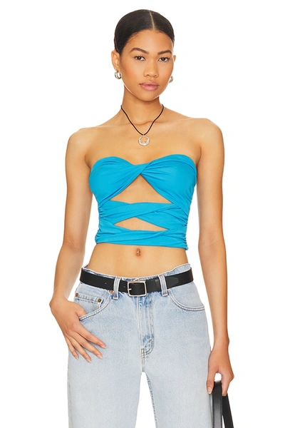 Superdown Lenka Twist Top In Blue