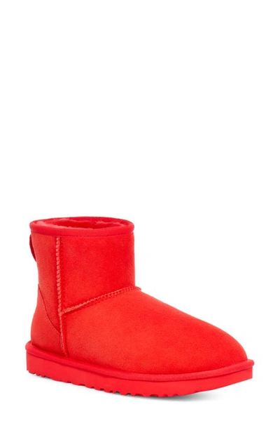 Ugg Classic Mini Ii Genuine Shearling Lined Boot In Cherry Pie