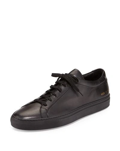 COMMON PROJECTS MEN'S ACHILLES LOW-TOP SNEAKERS, BLACK,PROD126990346