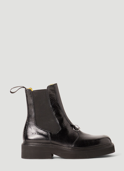 Marni Logo-embossed Leather Chelsea Boots In Black