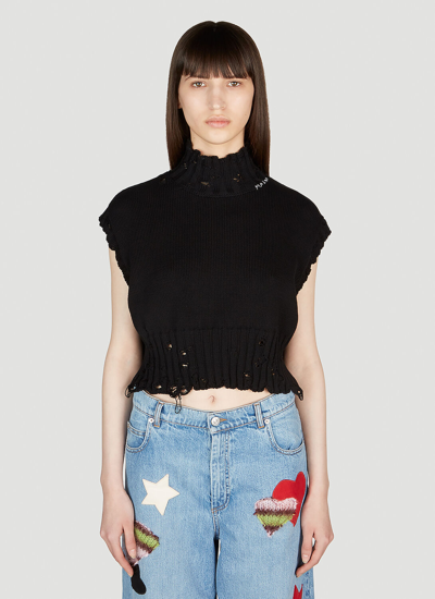 Marni High Neck Cropped Sweater In Black