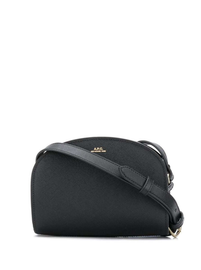 Apc A.p.c. Woman's Sac Demi-lune Mini  Black Leather Crossbody Bag