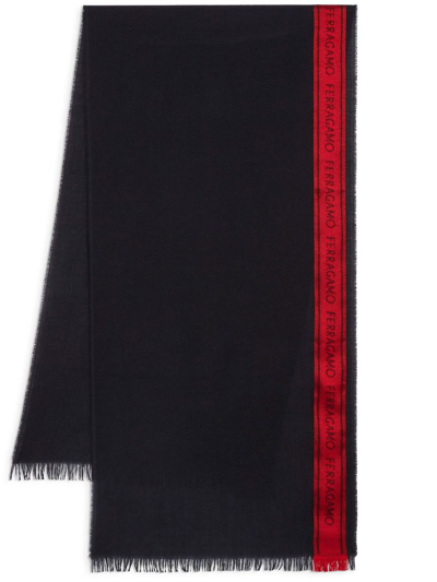 Ferragamo Color Block Scarf In Black/red