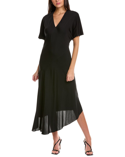 Theory Modern Silk Midi Dress In Black