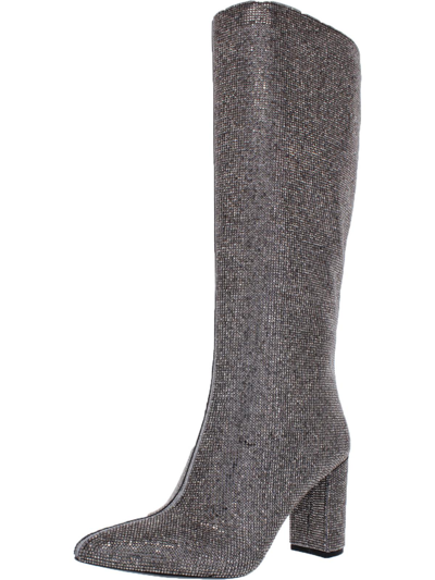 Inc Chrissie P Womens Faux Leather Block Heels Knee-high Boots In Multi