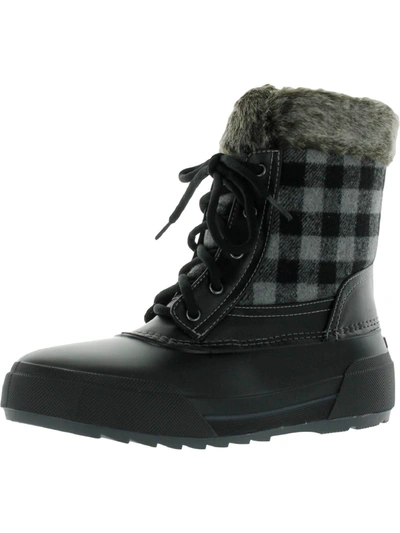 Easy Spirit Ice Queen Womens Faux Fur Trim Cold Weather Winter & Snow Boots In Black