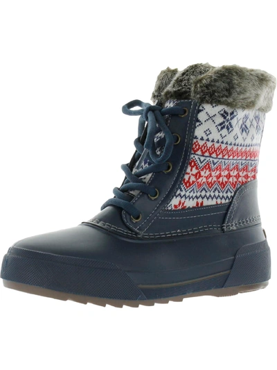 Easy Spirit Ice Queen Womens Faux Fur Trim Cold Weather Winter & Snow Boots In Blue