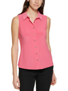 TOMMY HILFIGER WOMENS COLLARED SLEEVELESS BUTTON-DOWN TOP