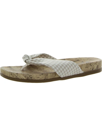 Lifestride Happy Womens Slip-on Cork Thong Sandals In White