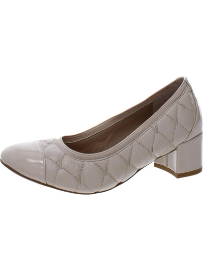 Vionic Olympia Ruby Womens Leather Quilted Block Heels In Grey