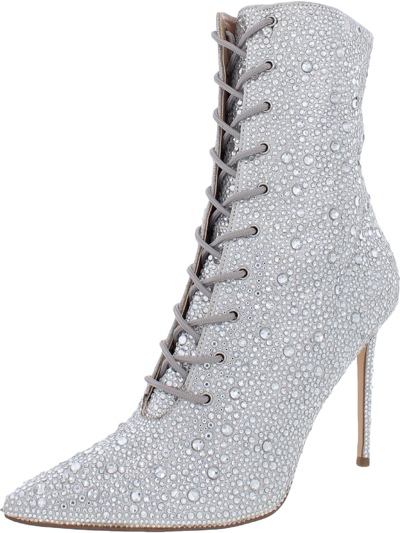 Steve Madden Valency Womens Suede Stiletto Ankle Boots In Silver