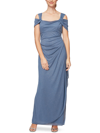 Alex Evenings Petites Womens Glitter Prom Evening Dress In Dusty Blue