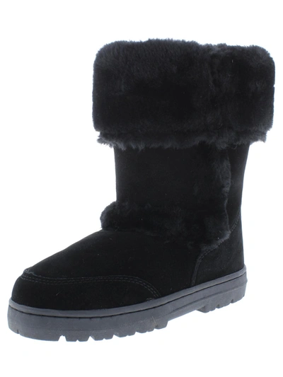 Style & Co Witty Womens Suede Faux Fur Casual Boots In Black