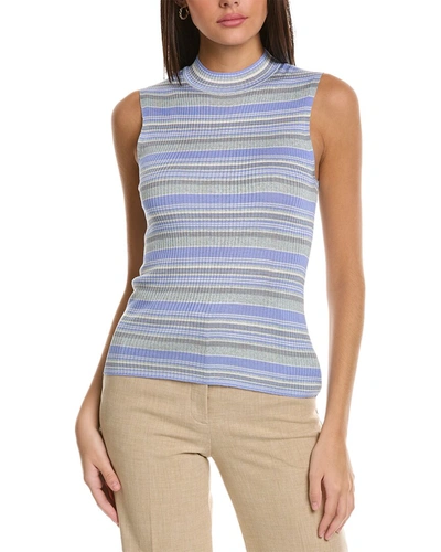 Theory Striped Silk Sleeveless Mock-neck Top In Multi