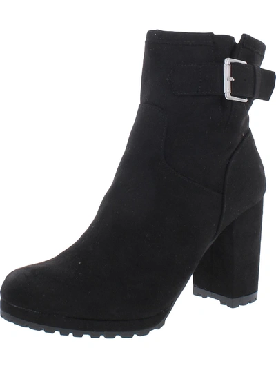 Sun + Stone Veraa Womens Microsuede Buckle Ankle Boots In Black