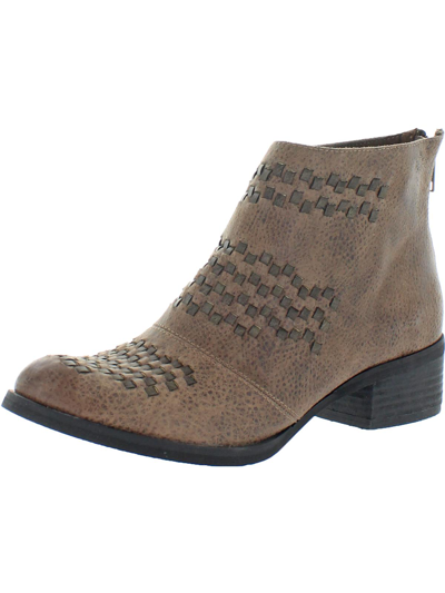 Not Rated Kyla Womens Faux Leather Block Heel Ankle Boots In Brown