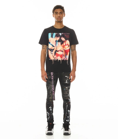 Cult Of Individuality Short Sleeve Crew Neck Tee " S & D Rock N Roll" In Black