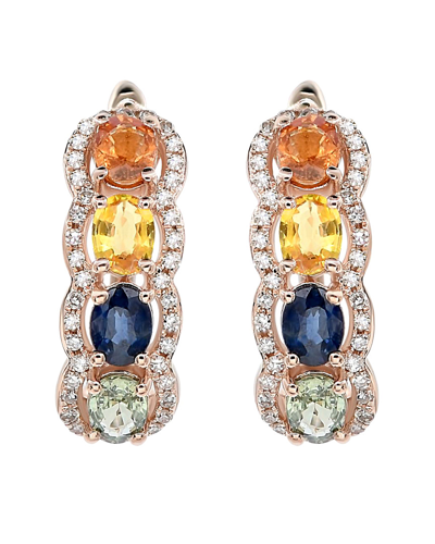 Diana M. Fine Jewelry 14k Rose Gold 2.66 Ct. Tw. Diamond & Sapphire Earrings