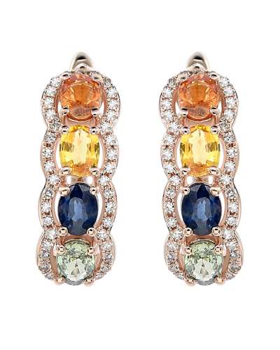 Diana M. 14k Rose Gold Diamond Earrings In White