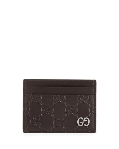 Gucci Dorian Leather Card Case In Brown