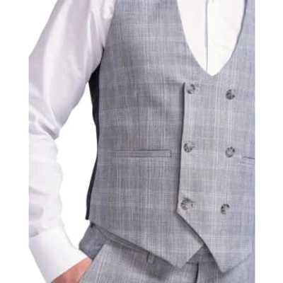Fratelli Prince Of Wales Check Suit Waistcoat In Grey