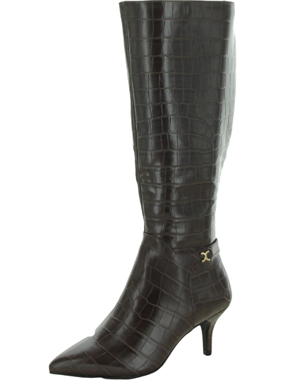 Charter Club Cruelaa Womens Faux Leather Tall Knee-high Boots In Black