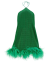 Oseree Lumiere Plumage Necklace Short Dress In Green