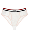 Thom Browne Color-block Briefs With Elastic Waistband And Sheer Panels In White