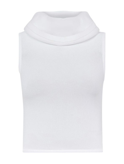 Alaïa Hooded Knit Top In White