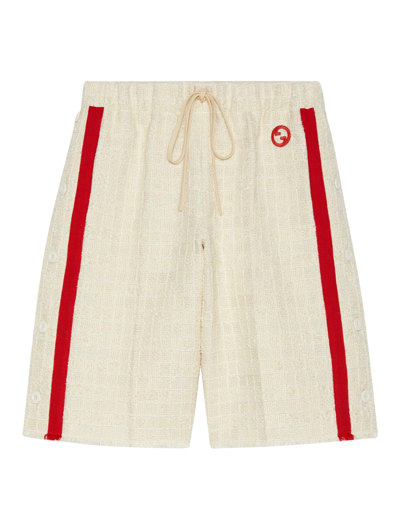 Gucci Shorts In Cotton Twill With Patch In Cream