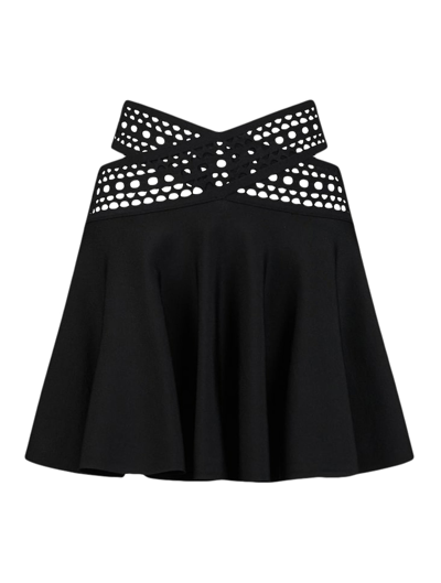 Alaïa Vienne Lasercut Mini Skirt In Black