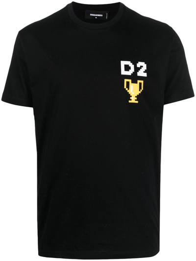 Dsquared2 Pixel-print Short-sleeve T-shirt In Black
