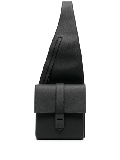 Ferragamo Asymmetric Leather Crossbody Bag In Black