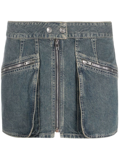 Isabel Marant Women's Fatsia Zip Denim Mini Skirt In Dark Blue