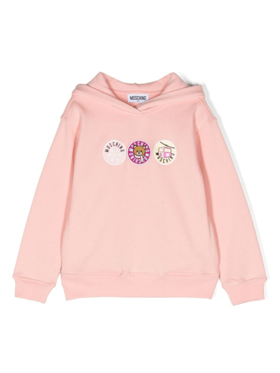 Moschino Kids' Logo-print Cotton Hoodie In Pink