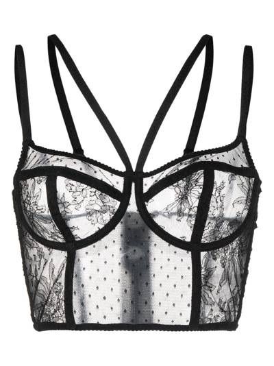 Dolce & Gabbana Semi-sheered Balconette Bra In Black